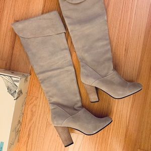 Kimchi Blue Gray Suede Knee High Boots